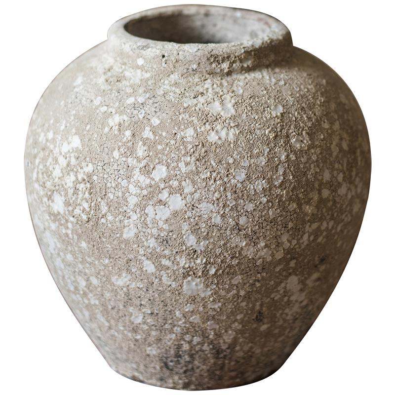 Handmade Cement Pot in Pompeii Style, featuring intricate designs and earthy colors, perfect for decorative use.