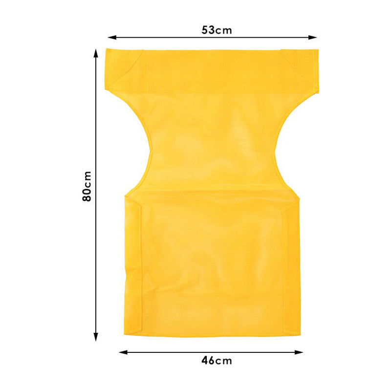 Set of 10 waterproof yellow chair covers for garden armchairs, designed for outdoor use.