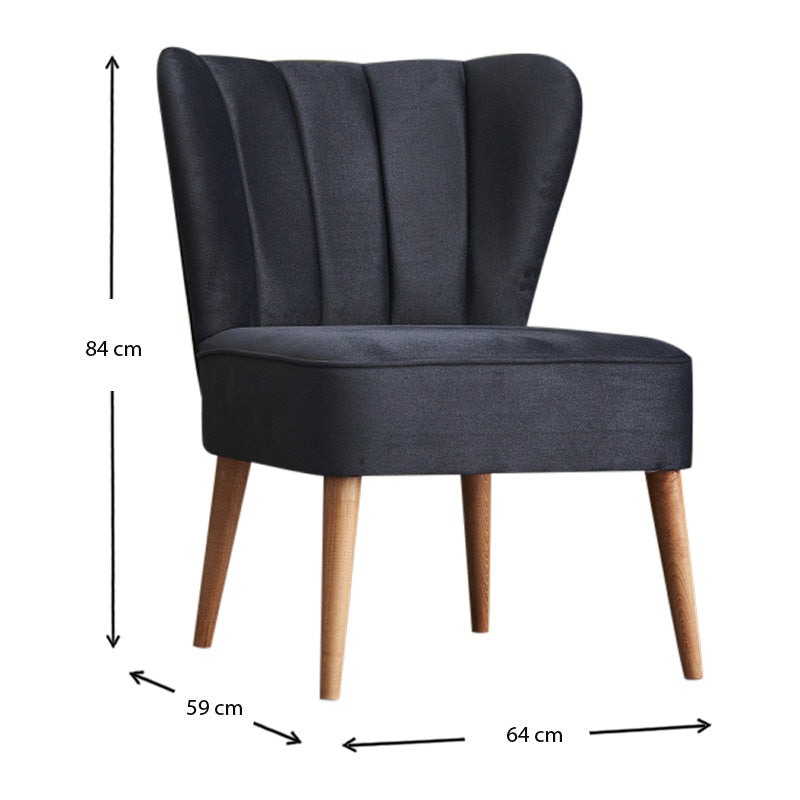 Chair RANDY in anthracite fabric with natural beech wood legs, dimensions 64x59x84 cm.