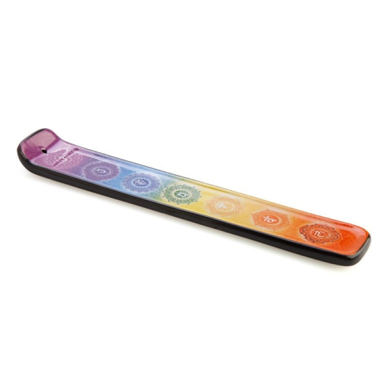 Colorful Chakra Incense Burner made of ceramic, featuring seven chakra symbols in vibrant colors.