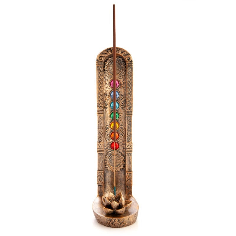 Chakra Lotus Incense Burner featuring an intricate lotus design, perfect for calming aromas.