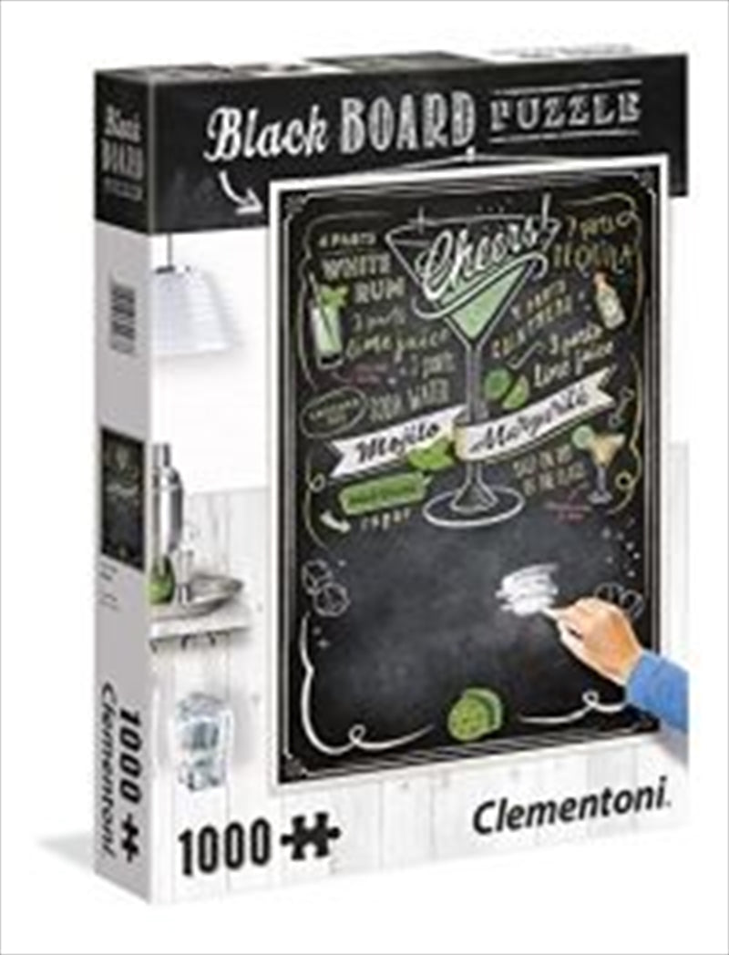 Chalkboard 2 - 1000 Piece Puzzle displayed with completed design, showcasing vibrant colors and intricate details.