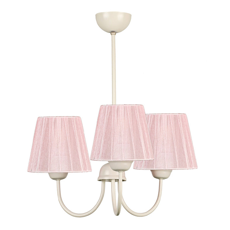 Chandeliere LOUIS Pink featuring three E27 lamps with a stylish fabric and metal design, perfect for elegant lighting.