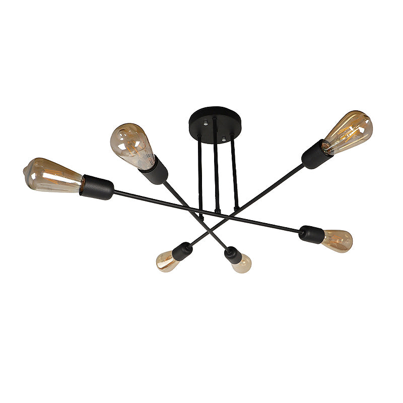 MISTIQUE six-lights black chandelier with metallic finish, designed for elegant lighting in various spaces.