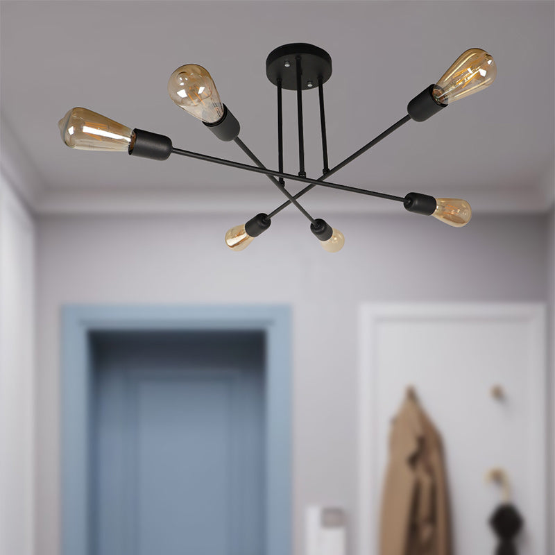 MISTIQUE six-lights black chandelier with metallic finish, designed for elegant lighting in various spaces.