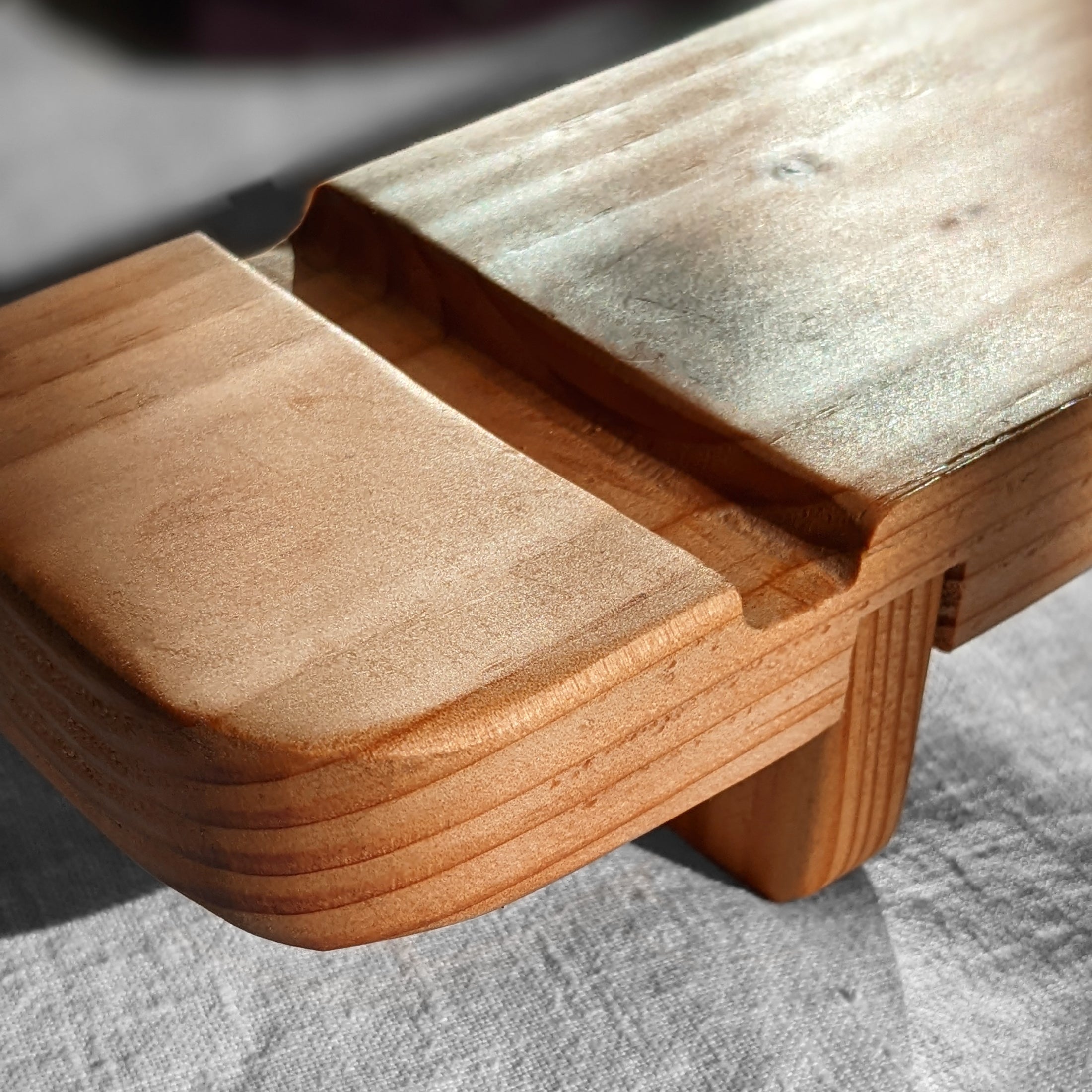 Handcrafted Charcuterie Board made from Doug Fir with a beeswax finish and a knife groove, measuring 18" x 3.25" x 2.25".