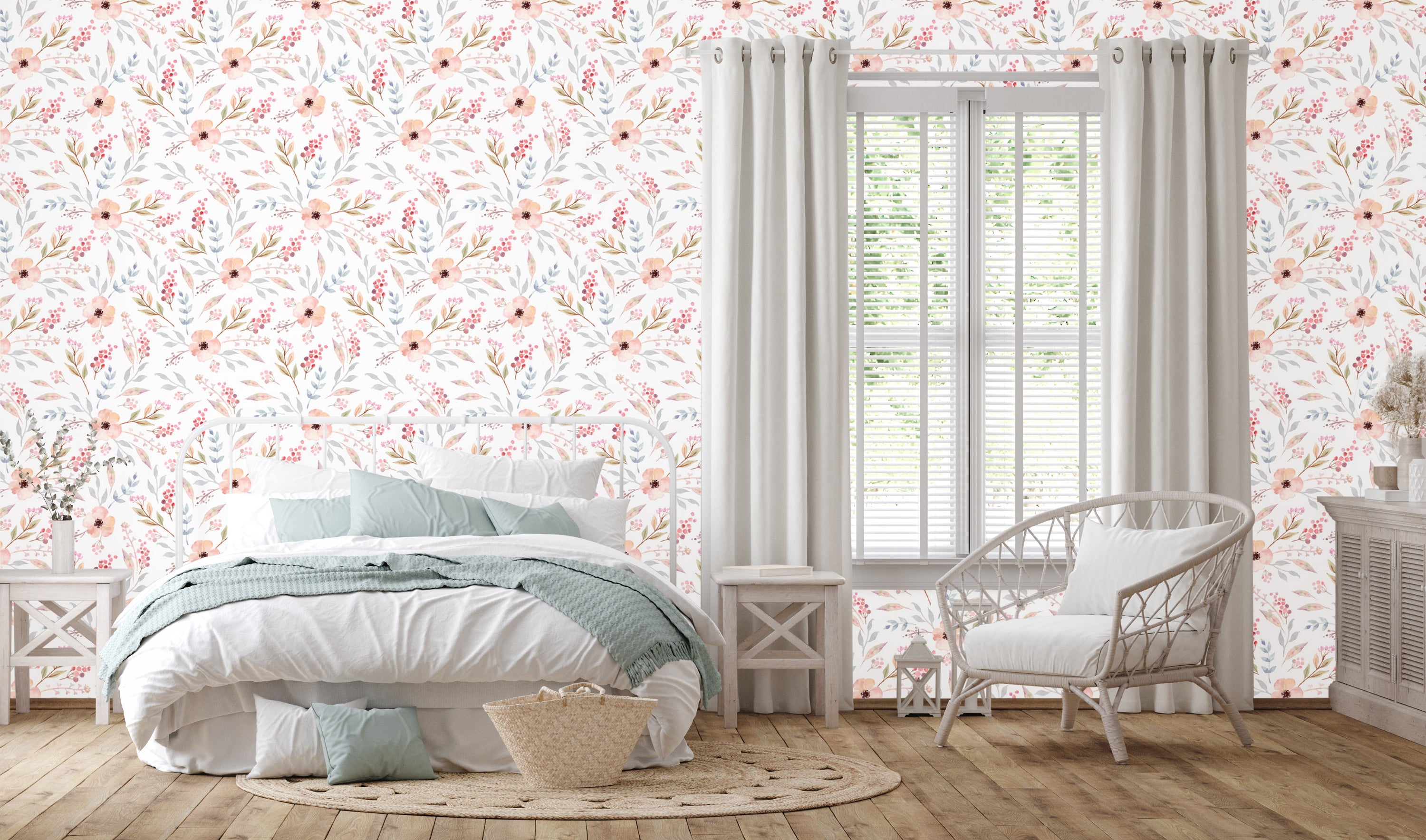 Cherry Blossoms Wallpaper featuring vibrant floral patterns on a smooth surface, ideal for home decor.