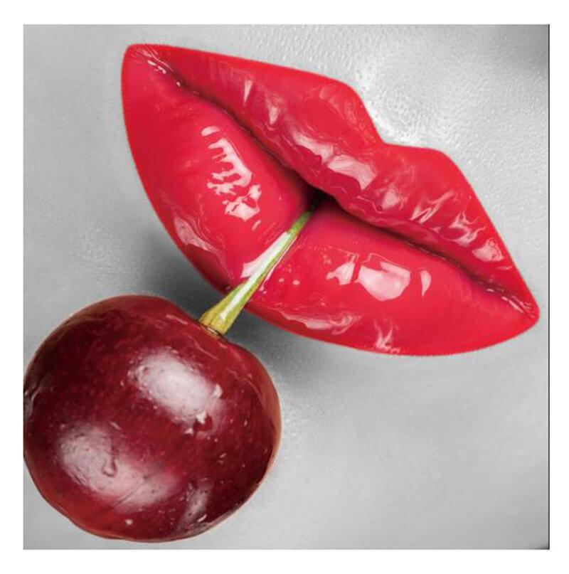 Cherry Lips Acrylic Print showcasing vibrant colors and high-gloss finish, perfect for modern wall decor.