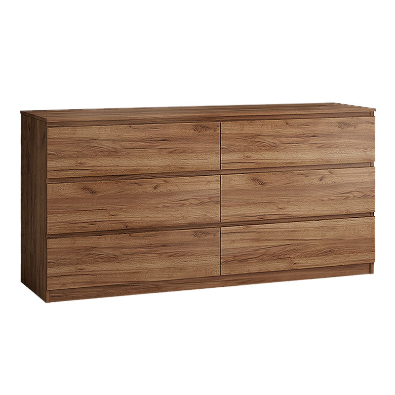 LOUISA Chest of Drawers in light walnut finish, featuring six spacious drawers and a sleek design, perfect for home or office use.