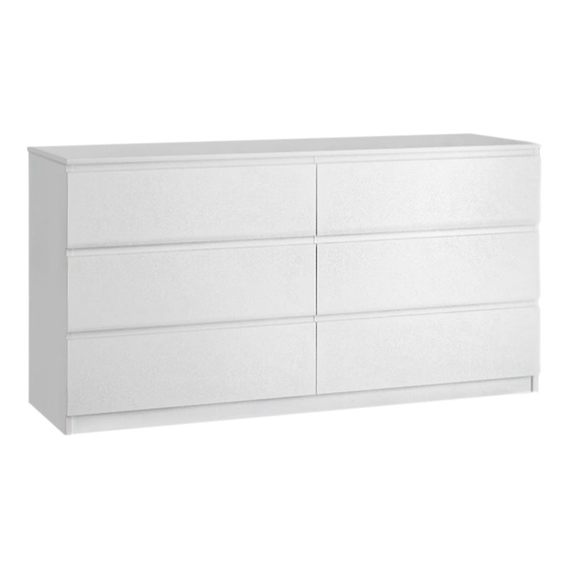 LOUISA White Chest of Drawers with six spacious drawers, elegantly designed for stylish storage.