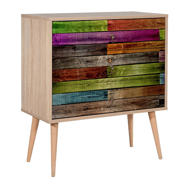 Chest of Drawers TANJA multi featuring multicolor design, wooden legs, and stylish digital print.