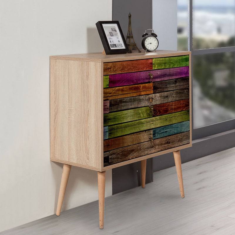 Chest of Drawers TANJA multi featuring multicolor design, wooden legs, and stylish digital print.