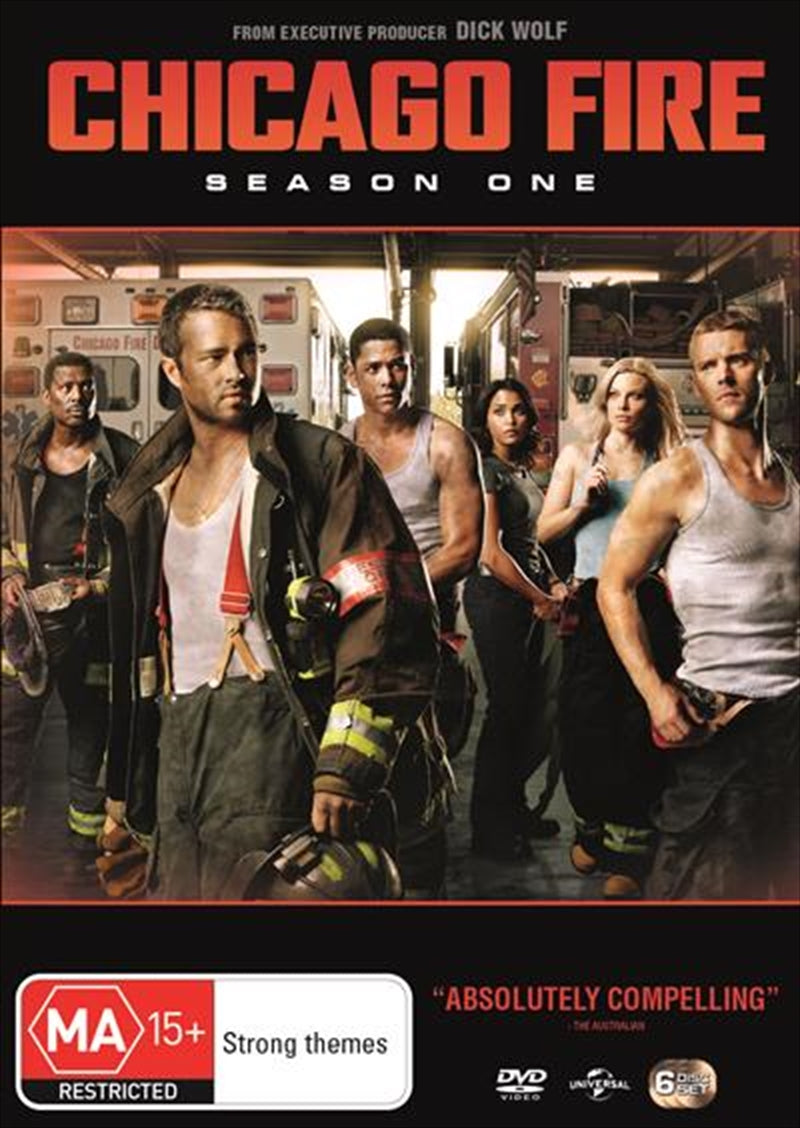 Chicago Fire - Season 1 DVD cover featuring firefighters in action, showcasing the intense drama of the series.