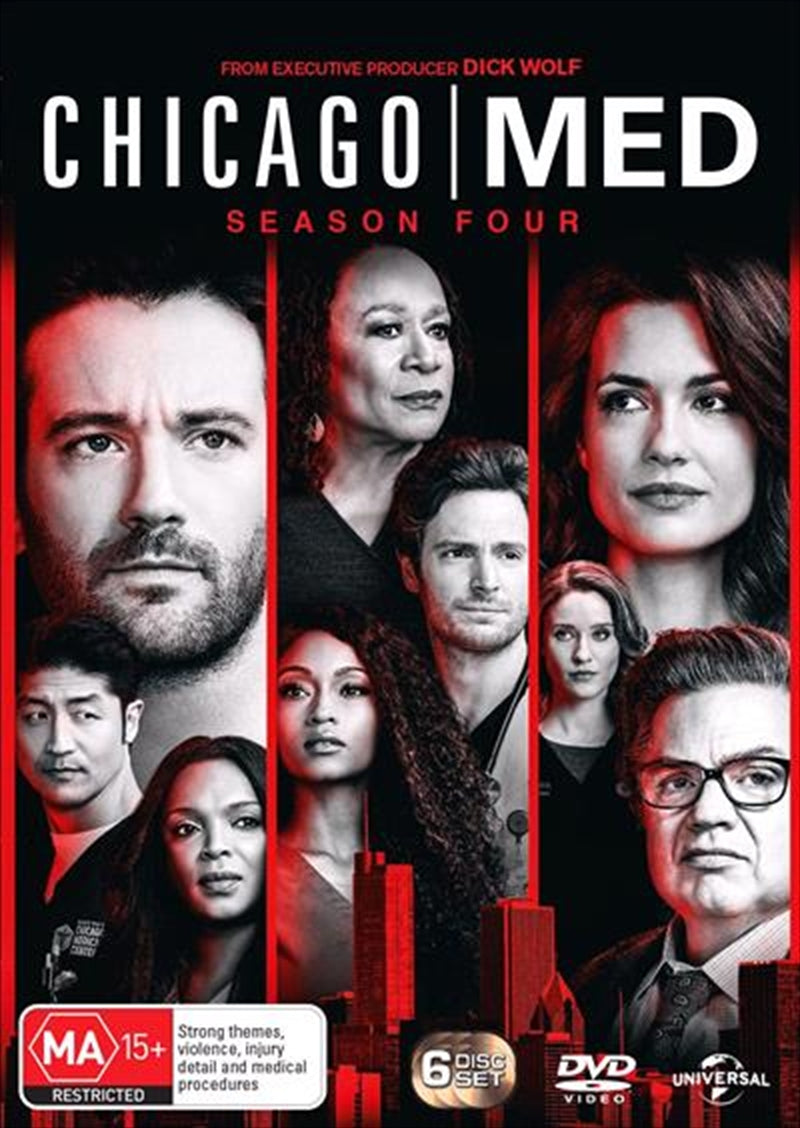 Chicago Med - Season 4 DVD cover featuring the main cast in a dramatic hospital setting.