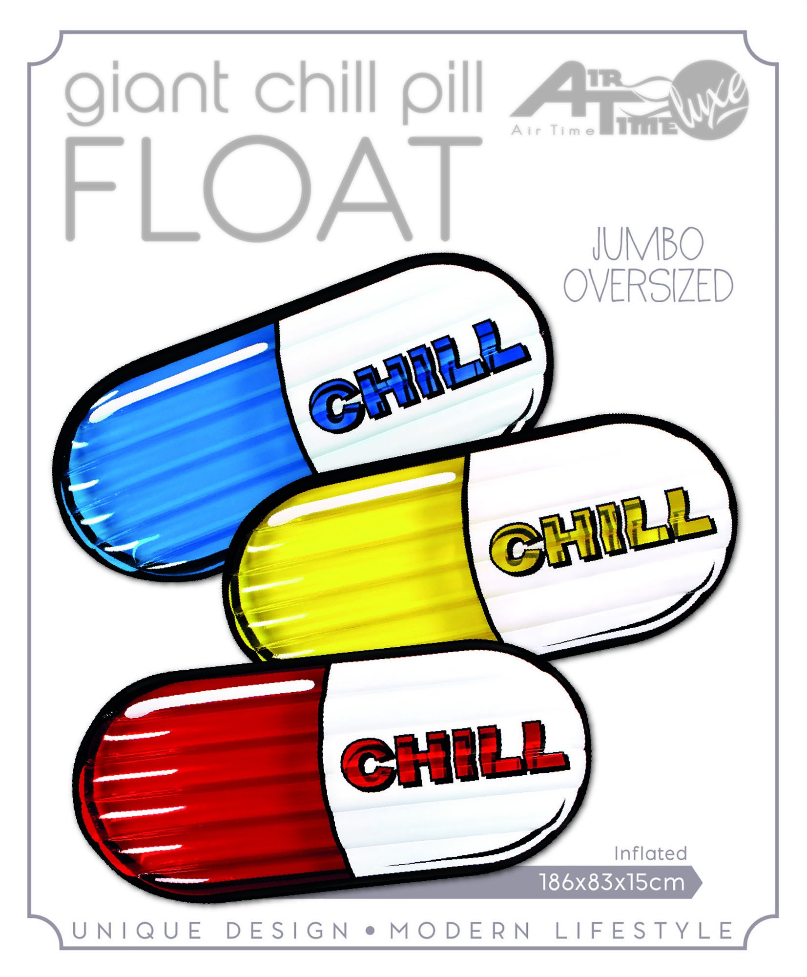 Giant chill pill pool float.