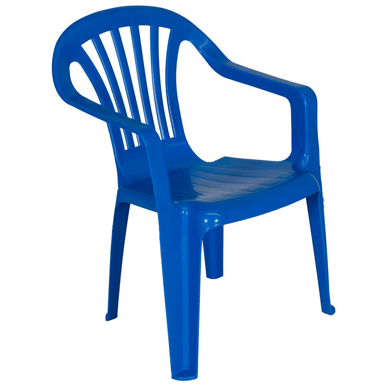 A set of four blue PINK PANTHER children's garden chairs, made of durable polypropylene, perfect for indoor and outdoor use.