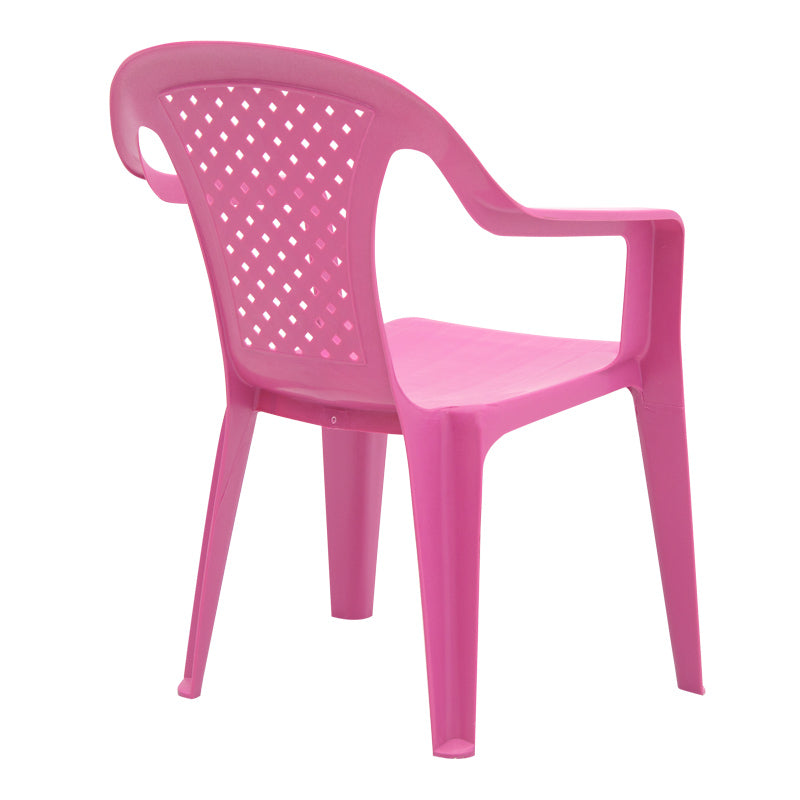 Children's PINK PANTHER garden chair in vibrant pink, made of durable polypropylene, measuring 38x38x52 cm, suitable for indoor and outdoor use.