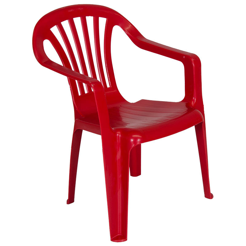 Set of four red PINK PANTHER children garden chairs, made of durable polypropylene, perfect for indoor and outdoor use.