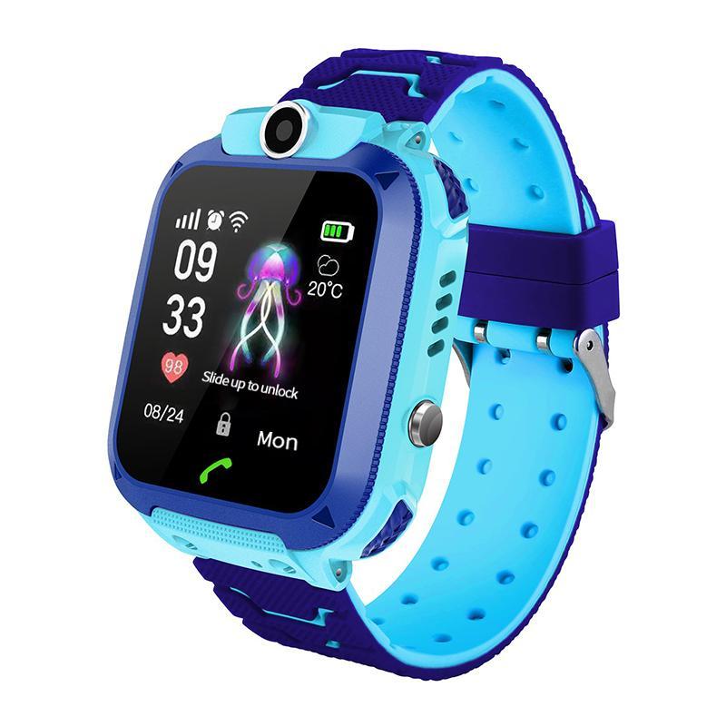 Children's Smart Watch with colorful touch screen, SOS button, and silicone strap, designed for kids' safety and communication.