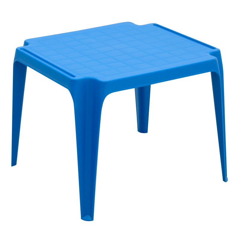 Children's SMALL PANDA table in blue, measuring 56x52x44cm, made of durable polypropylene, suitable for indoor and outdoor use.