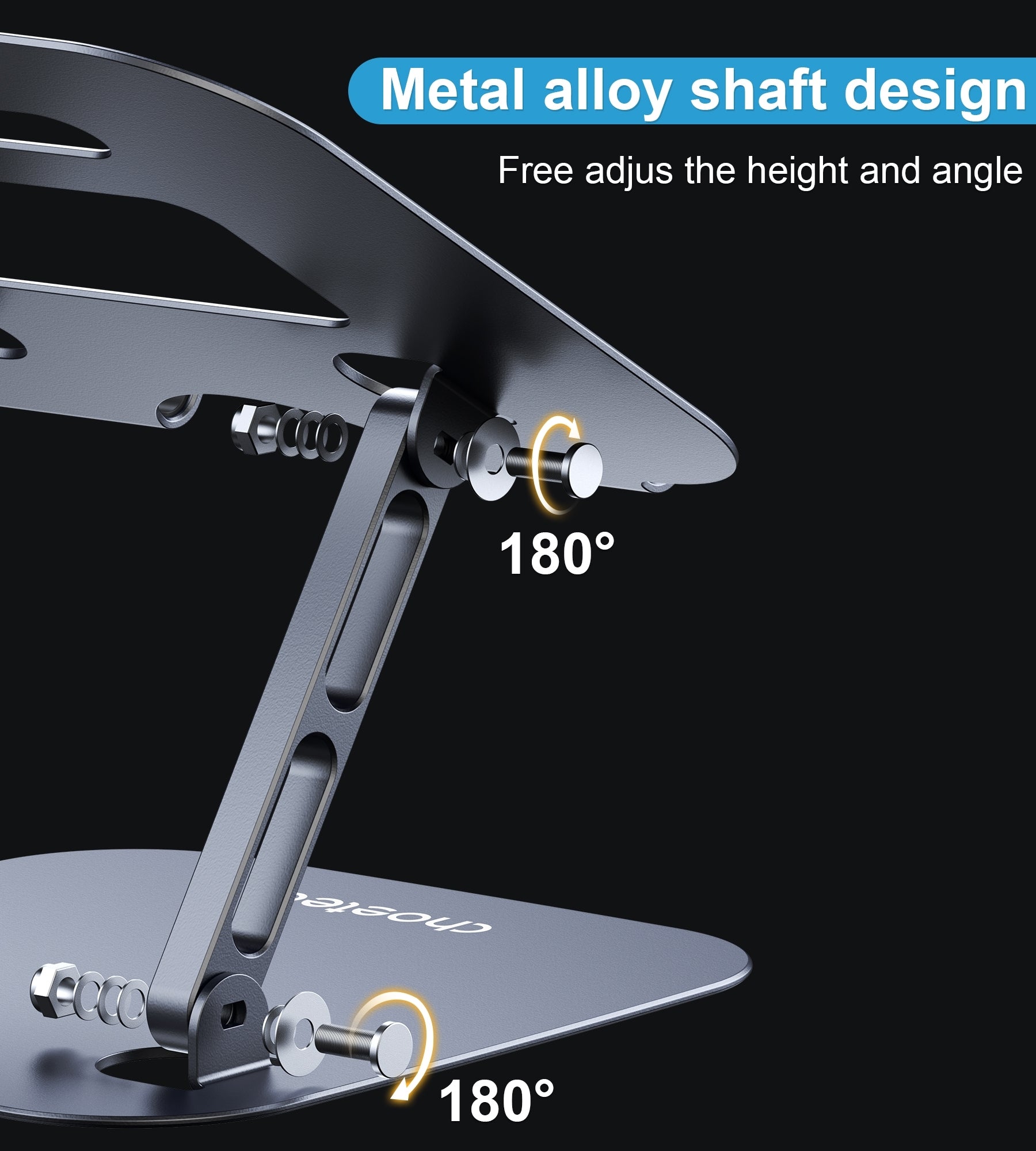 CHOETECH H061-GY Tablet Desktop Holder in gray, showcasing its adjustable design and silicone elements for device protection.