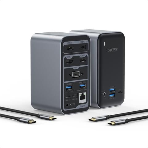 Choetech HUB-M21 15-in-1 USB C Docking Station with multiple ports and compact design.