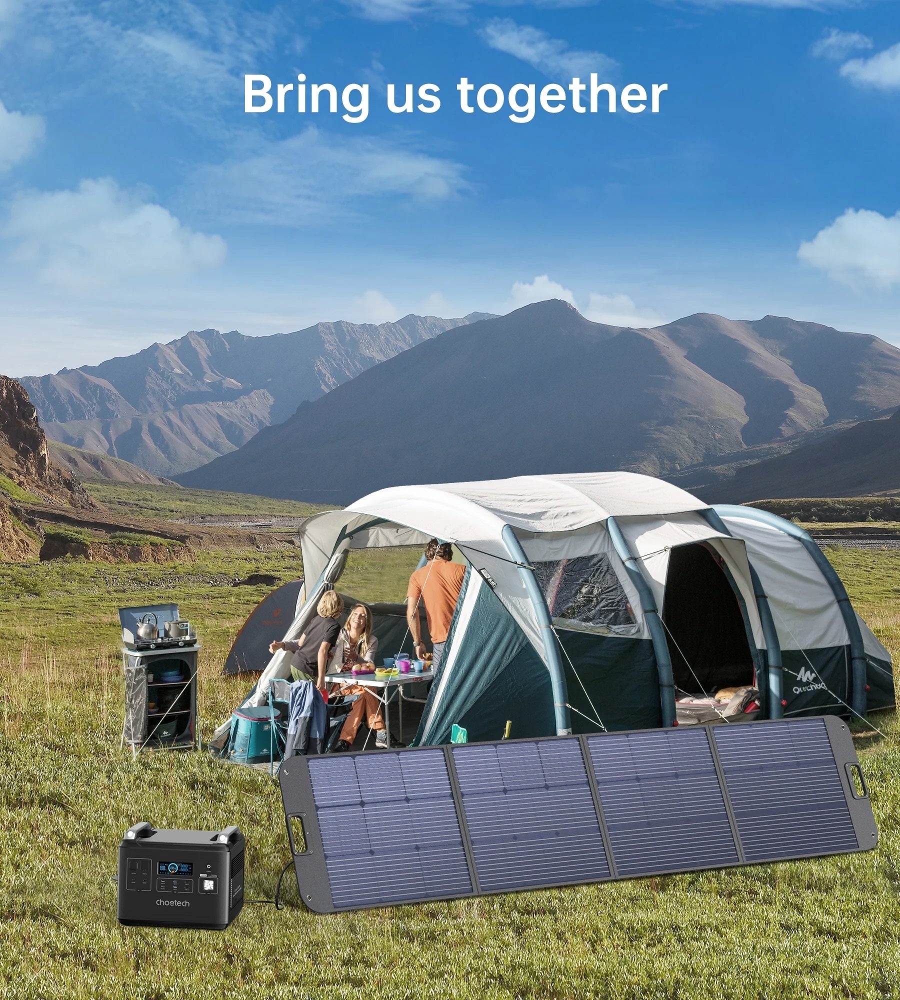 CHOETECH SC011 200W Foldable Solar Charger with multiple output ports and a compact design, ideal for outdoor use.