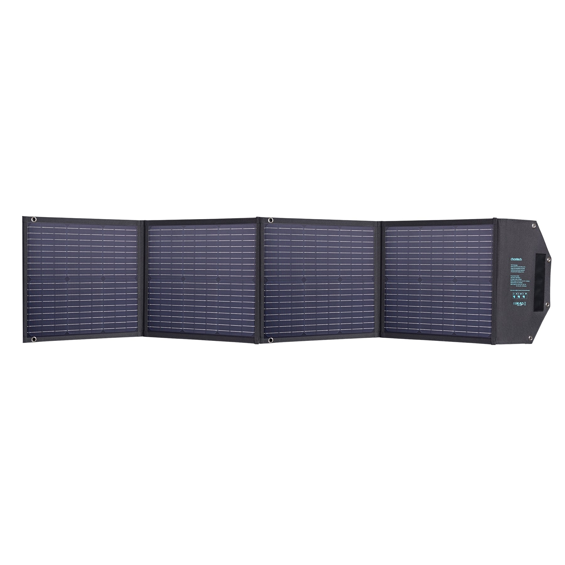 CHOETECH SC009 100W Foldable Solar Charger with multiple ports and solar panels, ideal for outdoor activities.