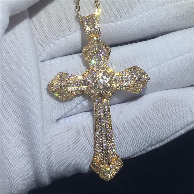 Choucong Fashion Big Cross Pendant made of 925 silver with 5A cubic zirconia, showcasing an elegant design suitable for parties and special occasions.