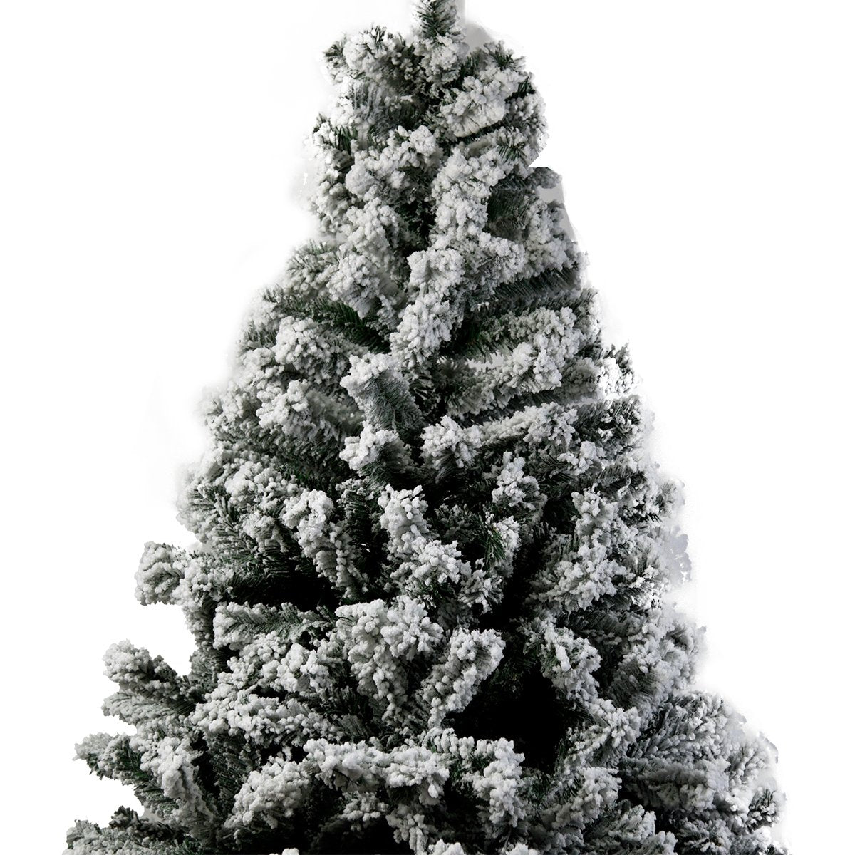 Christabelle Snow-Tipped Artificial Christmas Tree standing 2.1m tall with 1200 tips, showcasing a lush, snow-covered appearance.