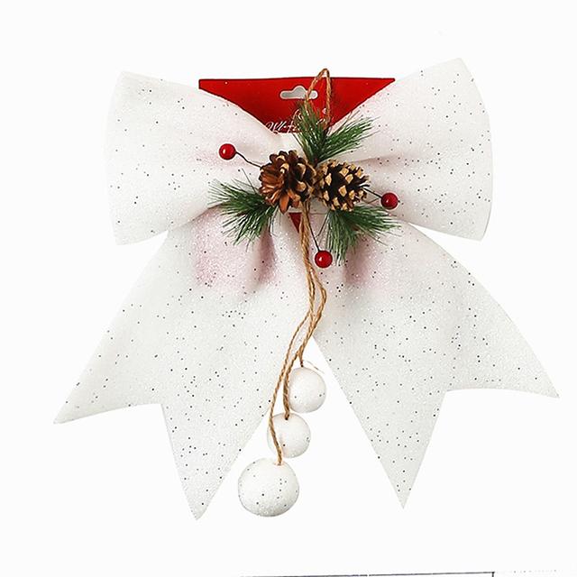 A beautifully crafted Christmas Bow featuring pine cones, perfect for tree decoration, showcasing its elegant design and festive colors.