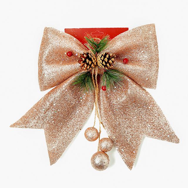 A beautifully crafted Christmas Bow featuring pine cones, perfect for tree decoration, showcasing its elegant design and festive colors.