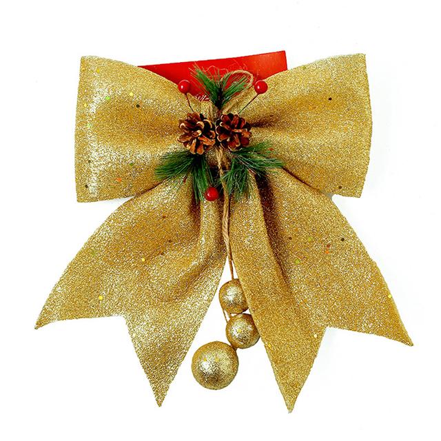 A beautifully crafted Christmas Bow featuring pine cones, perfect for tree decoration, showcasing its elegant design and festive colors.