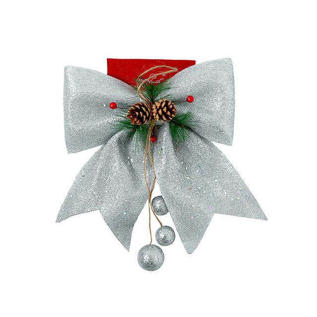 A beautifully crafted Christmas Bow featuring pine cones, perfect for tree decoration, showcasing its elegant design and festive colors.