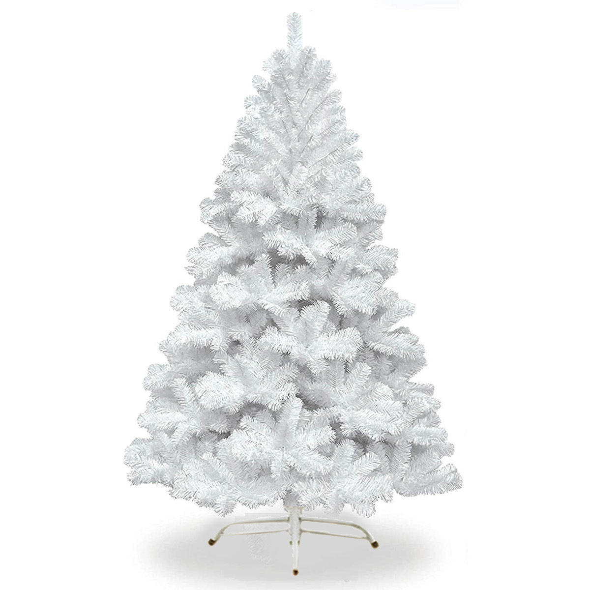 1.8m White Pine Christmas Tree with 550 tips, featuring a sturdy metal stand and realistic white foliage, perfect for festive decorations.