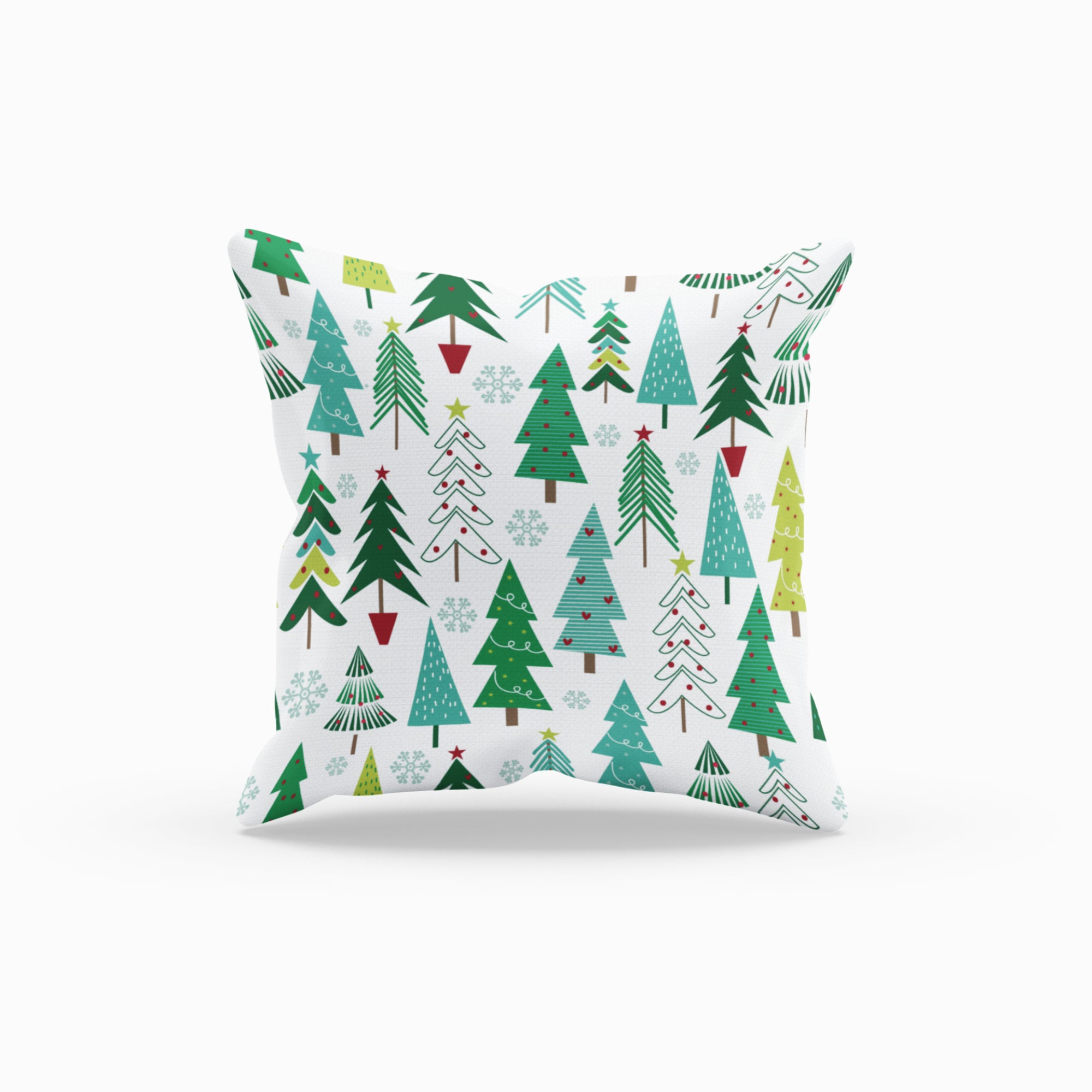 Christmas Pine Tree Pattern Decorative Throw Pillow Cushion featuring vibrant colors and festive design, perfect for holiday decor.