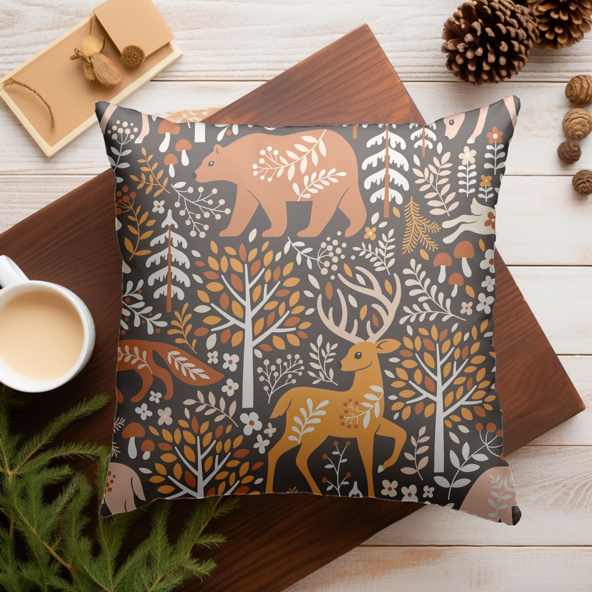 Christmas Reindeer Throw Pillow featuring a festive reindeer design on a soft fabric, perfect for holiday decor.