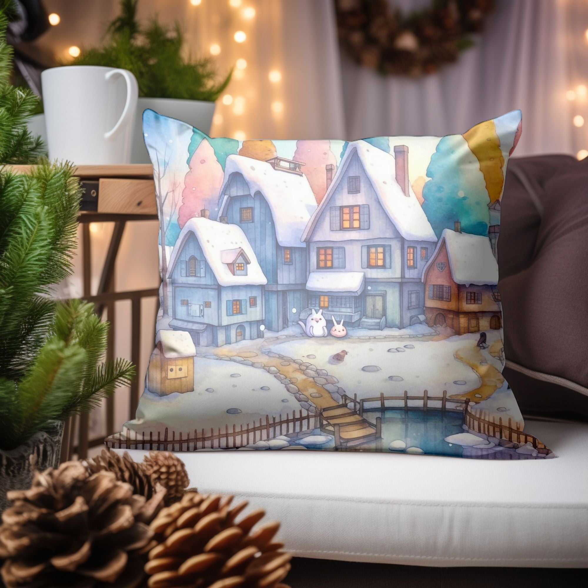 Beautifully crafted Christmas Village Winter Home Decor featuring intricate designs, perfect for holiday decorations.