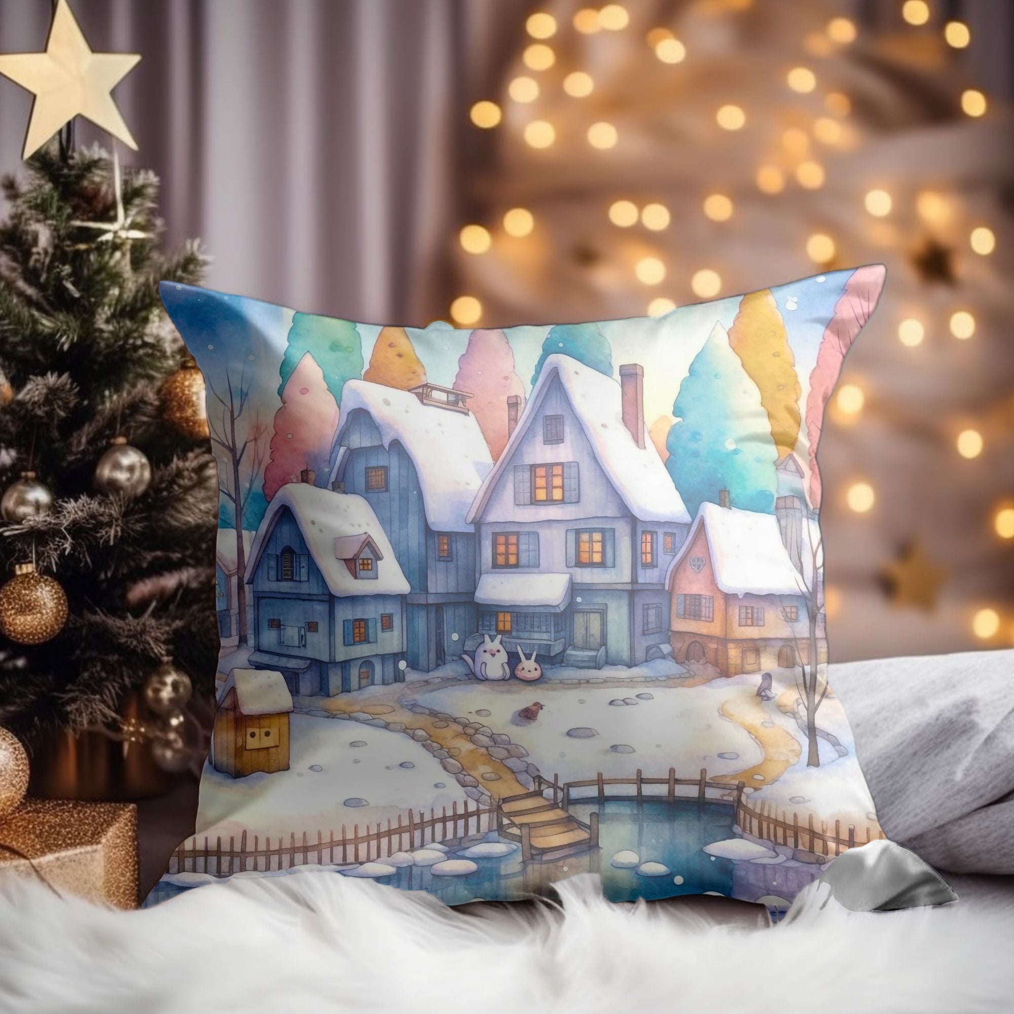 Beautifully crafted Christmas Village Winter Home Decor featuring intricate designs, perfect for holiday decorations.