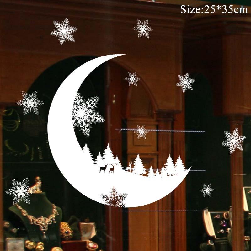 Colorful Christmas window stickers featuring Santa, snowflakes, and festive designs for holiday decoration.