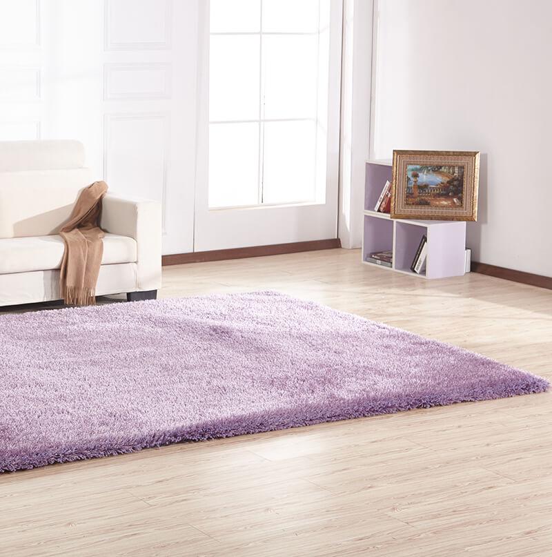 Chubby Lavender Area Rug showcasing soft shaggy texture in a cozy living space, available in two sizes.