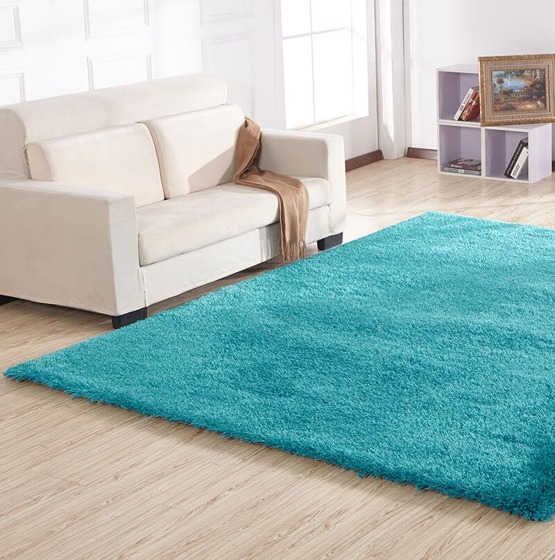 Chubby Turquoise Area Rug showcasing a soft shaggy texture and vibrant color, perfect for home decor.