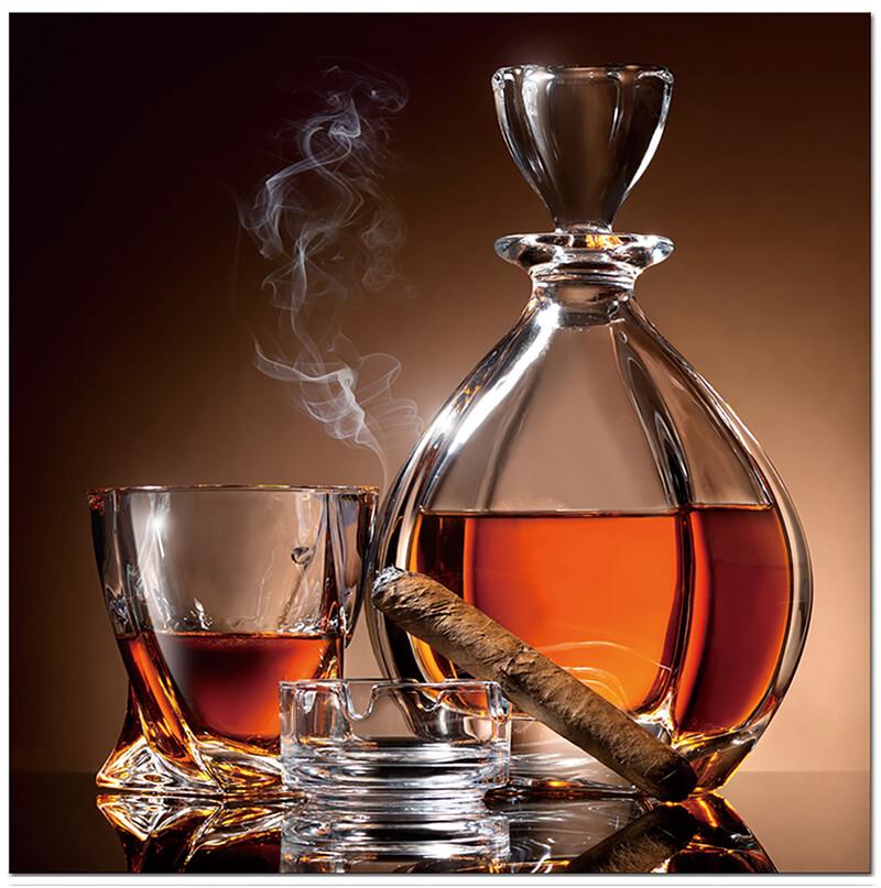 Cigar and Tasting Glass Acrylic Panel Wall Art featuring a high-resolution print on durable acrylic with a glossy finish.