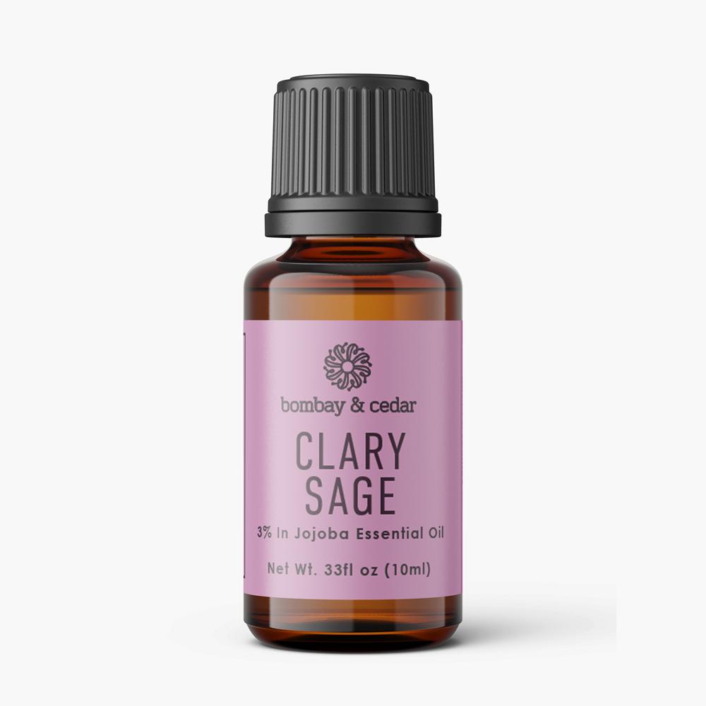 10ml bottle of Clary Sage 3% Essential Oil with a soothing label design, showcasing its natural benefits.