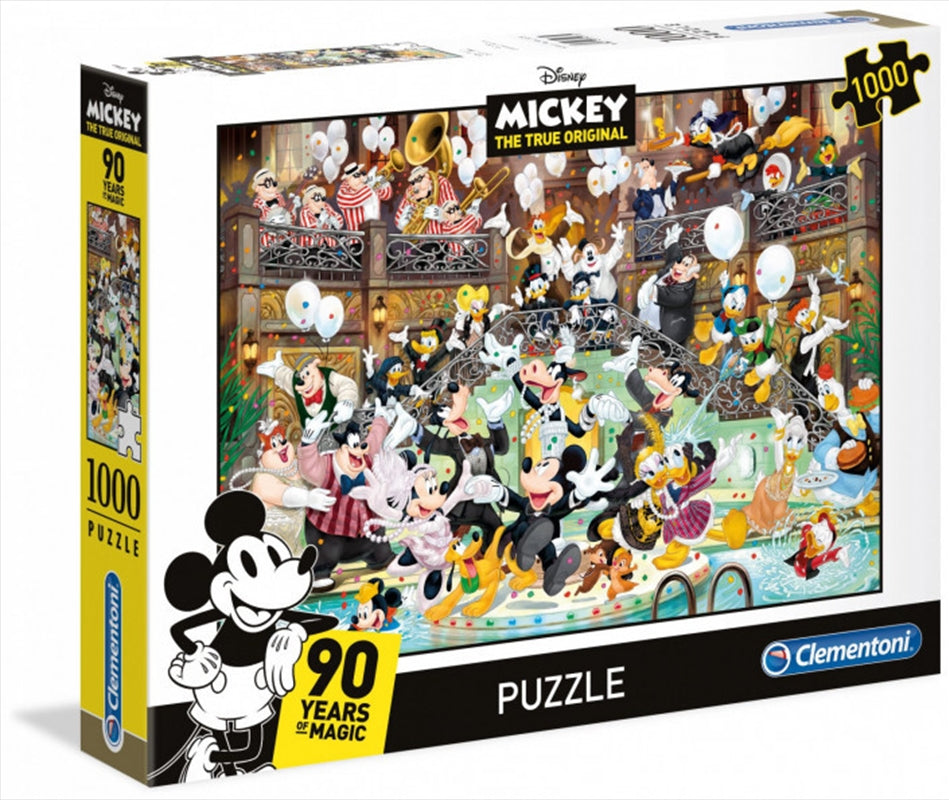 Clementoni Disney Puzzle featuring Mickey Mouse and friends at a ballroom party, showcasing vibrant colors and intricate details.