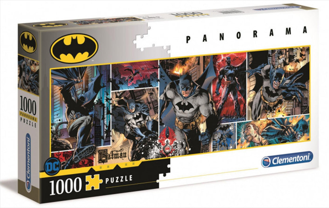 Clementoni 1,000-piece Batman panorama puzzle showcasing Batman in action against Gotham City.