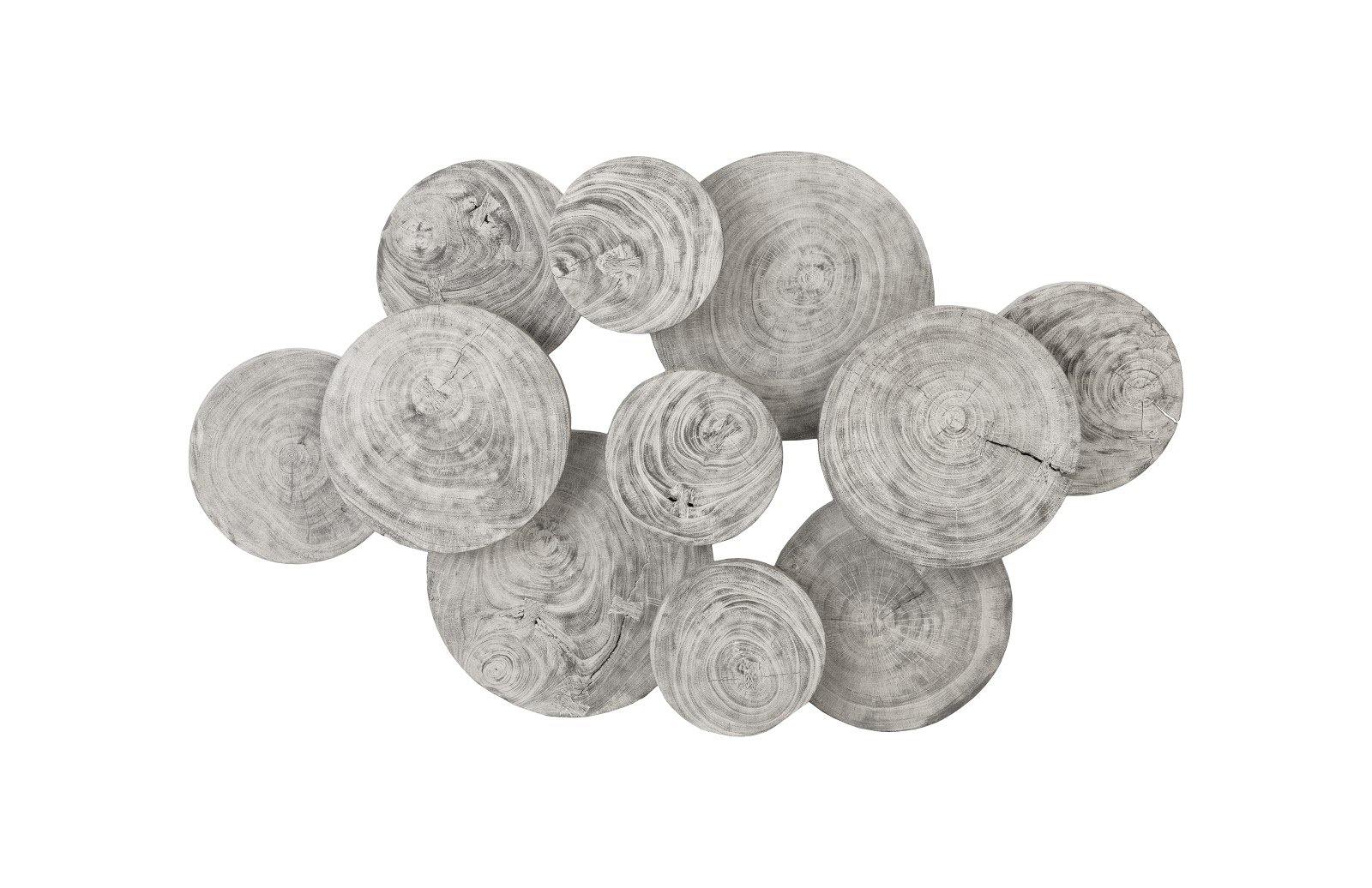 Clouds Wall Art in Grey Stone, crafted from natural solid wood with unique grain patterns, showcasing a modern design.