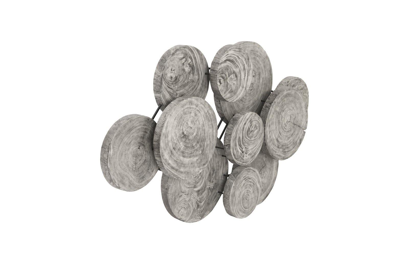 Clouds Wall Art in Grey Stone, crafted from natural solid wood with unique grain patterns, showcasing a modern design.