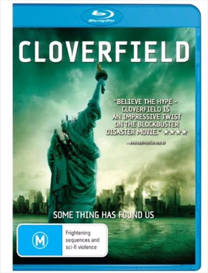 Cloverfield Blu-ray cover featuring the iconic monster and cityscape destruction.