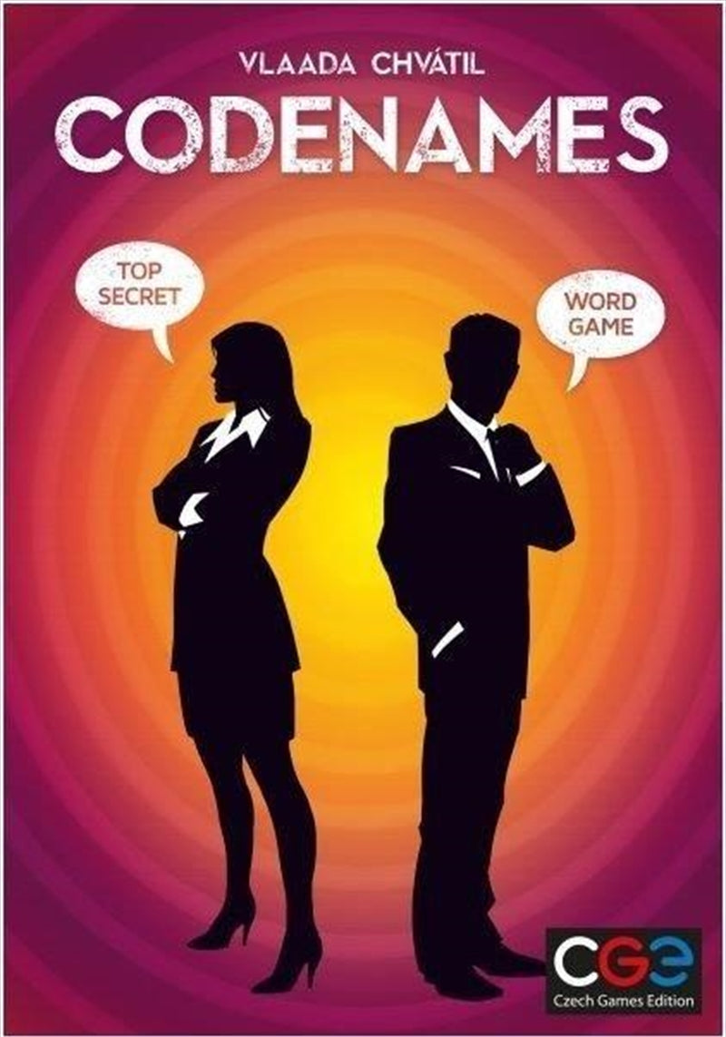 Codenames board game featuring word cards and agent markers, ideal for team play.